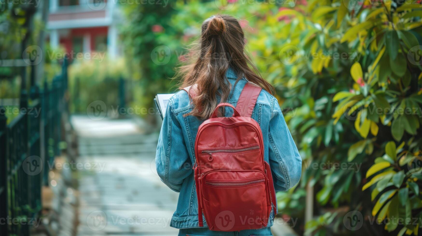 The student with red backpack photo