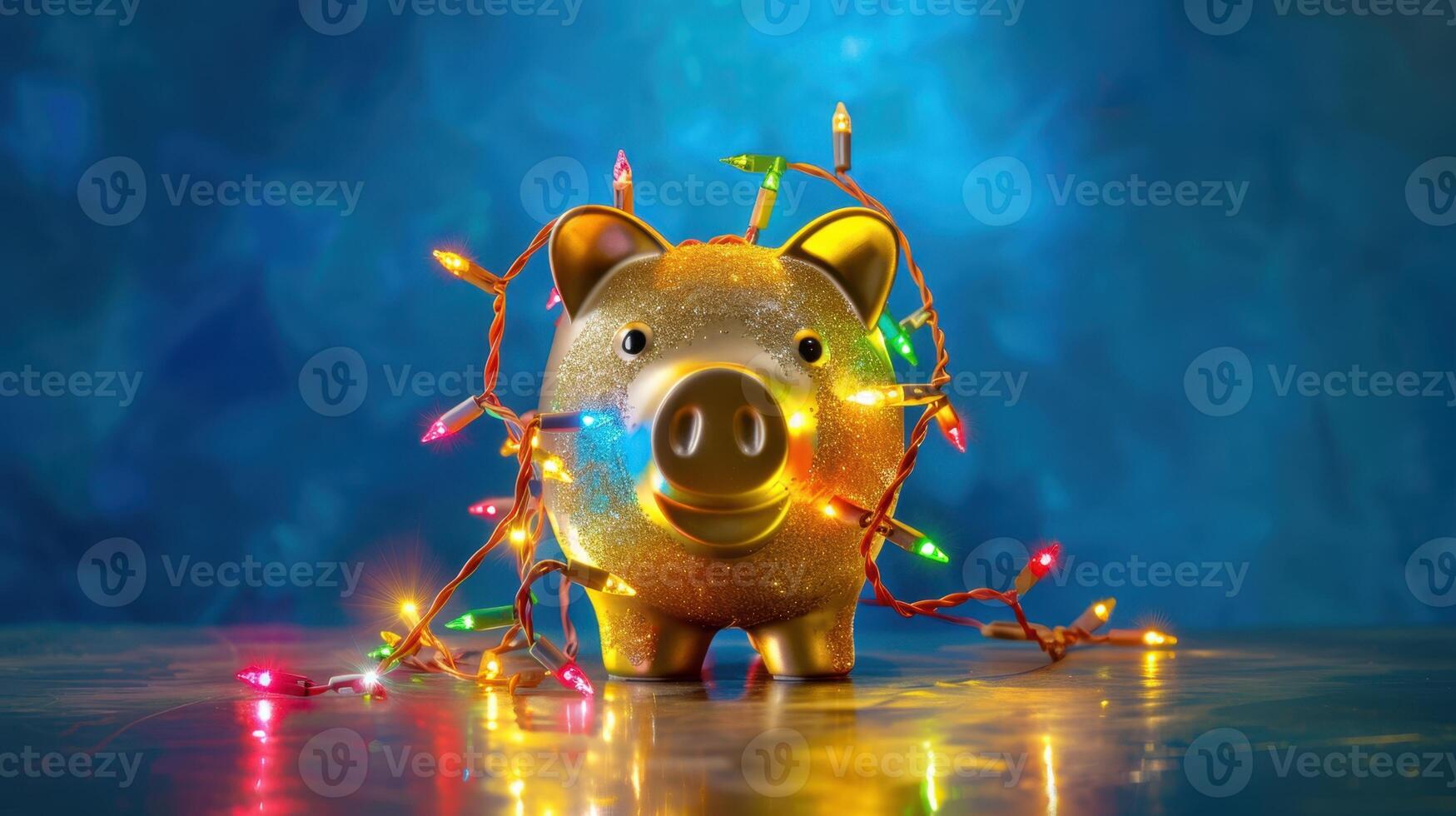 The piggy bank with lights photo