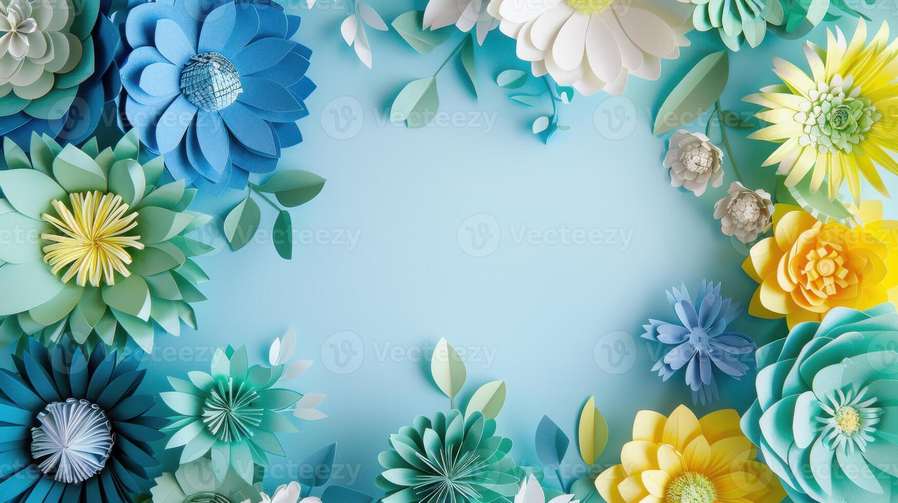 The colorful paper flowers. photo