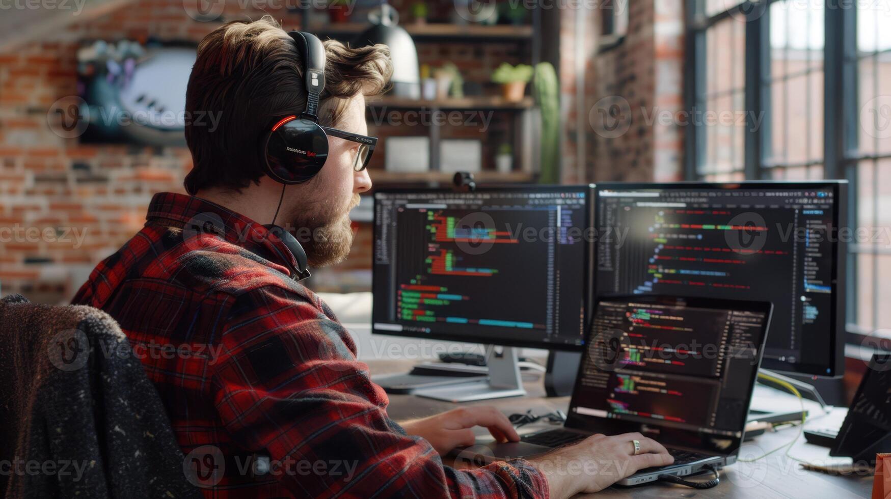 The programmer at workstation photo