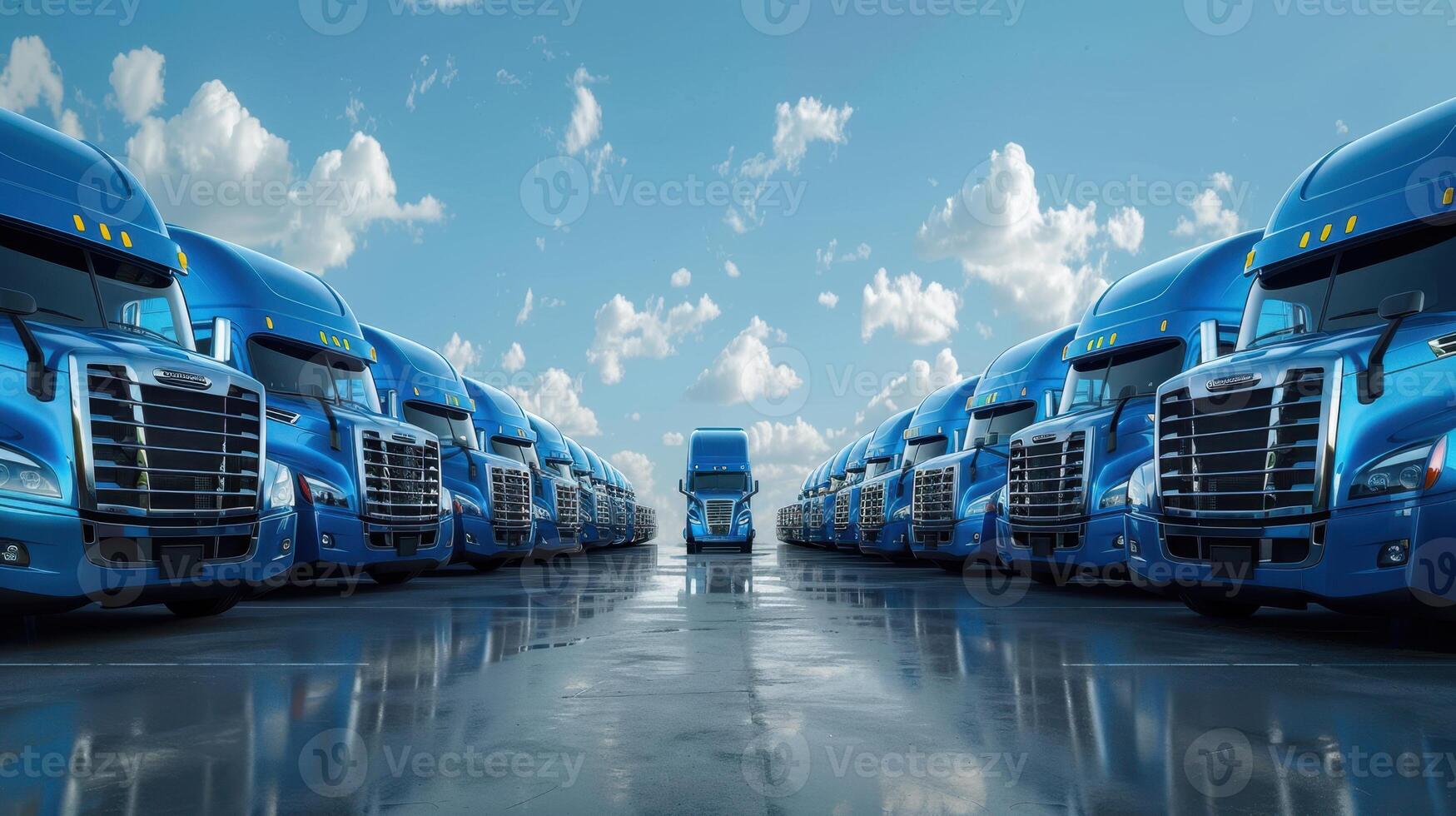 The fleet of blue trucks. photo
