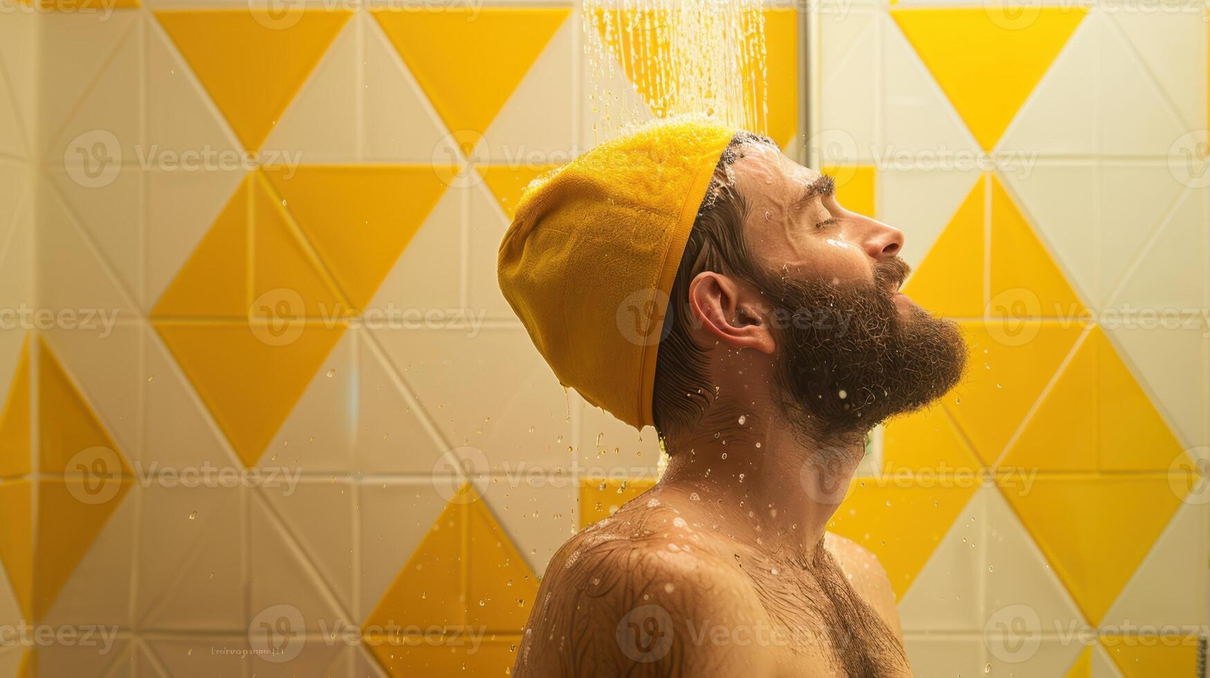 The man under showerhead photo