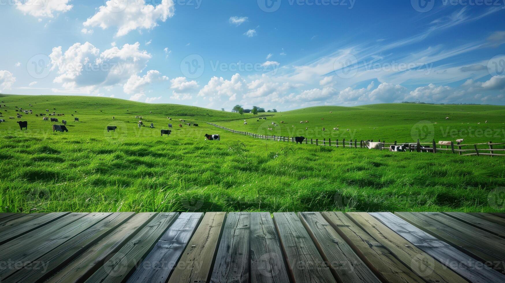 The green pasture with cows photo