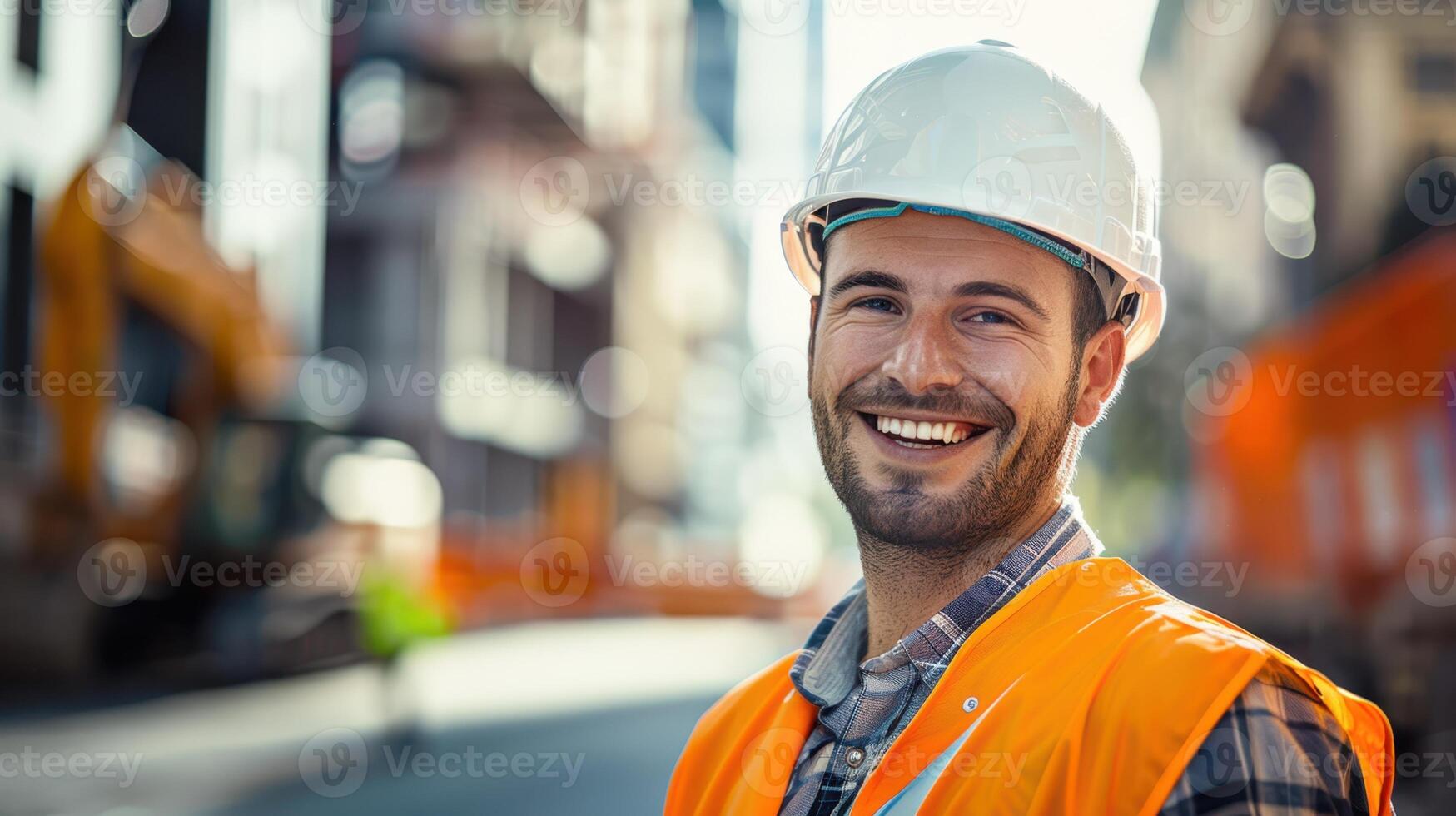 A construction worker smiling photo