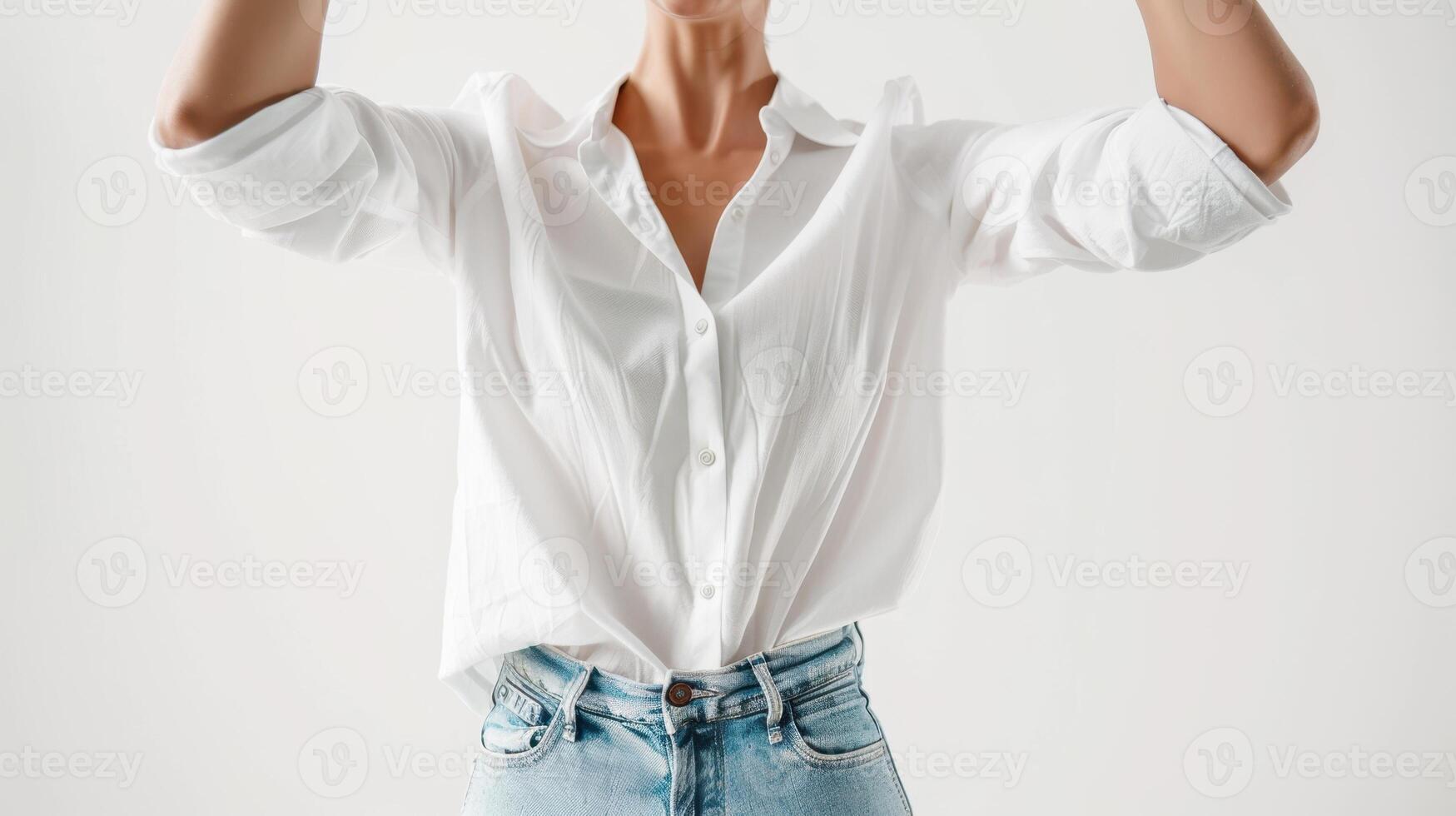 The white shirt and jeans photo