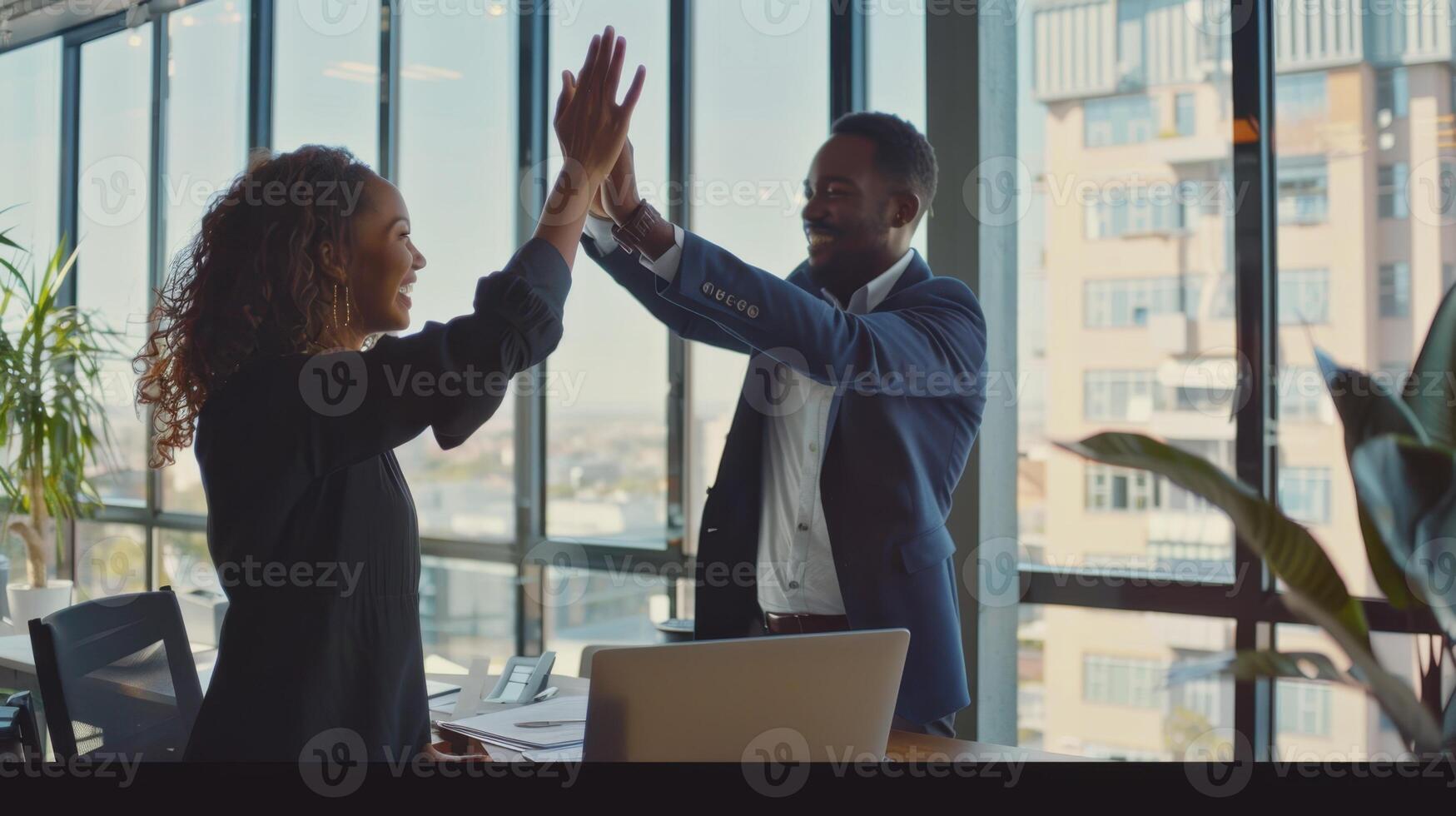 The office high-five gesture photo