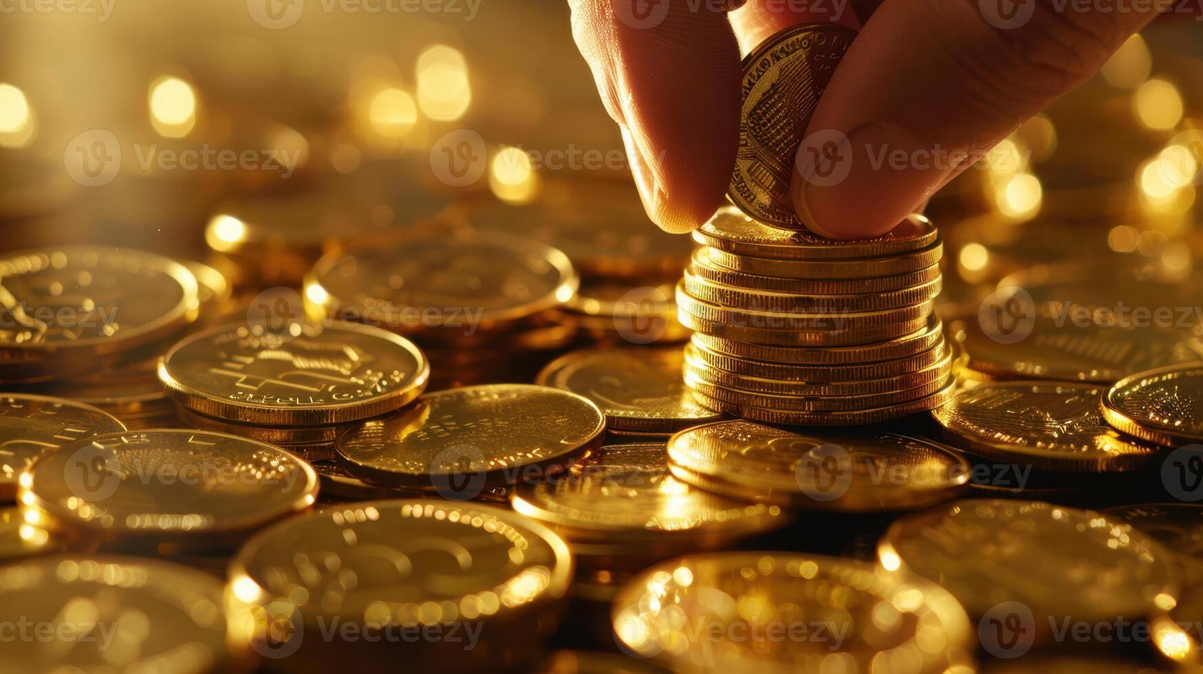 The stack of gold coins photo