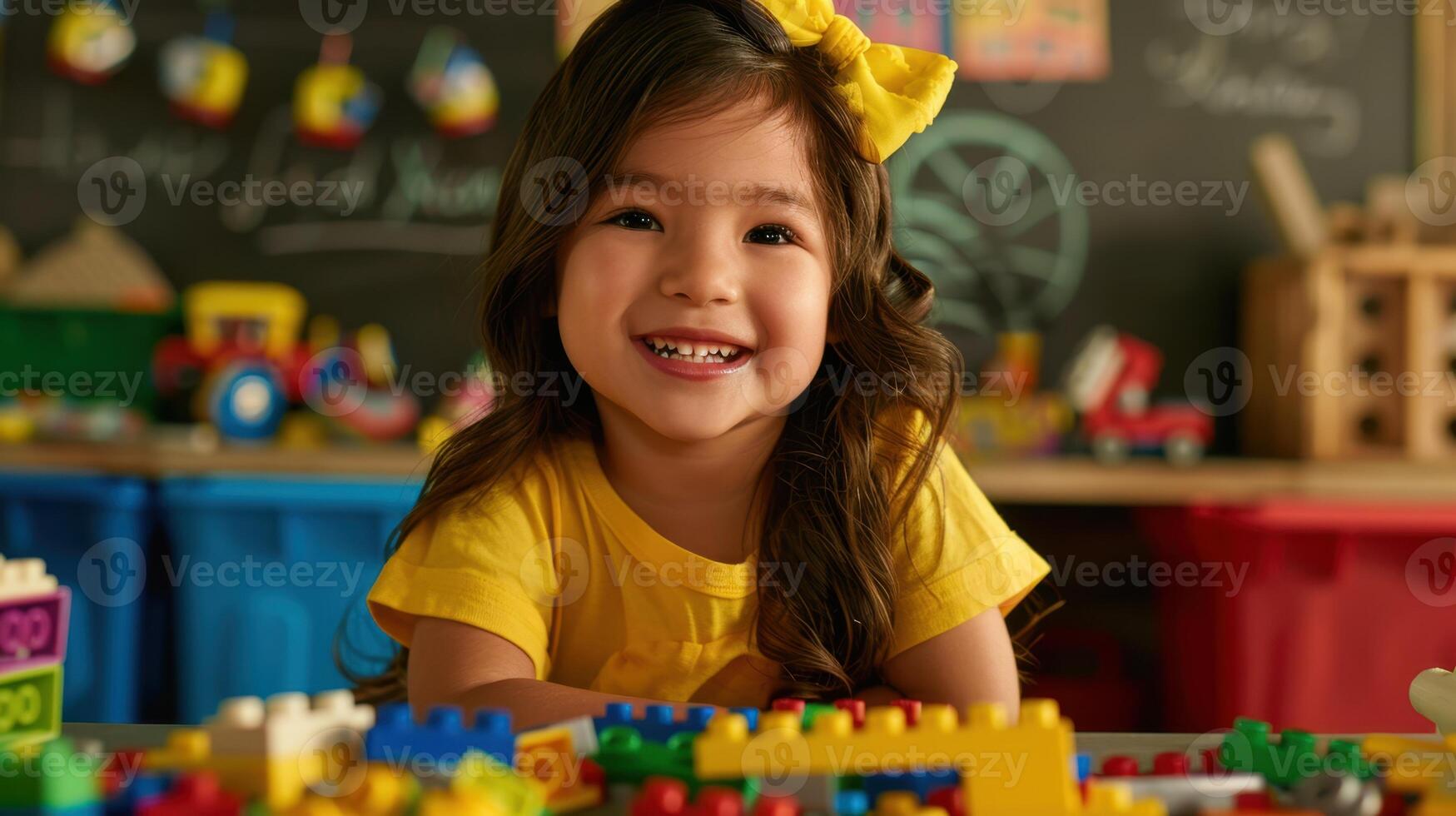 The cheerful girl with toys photo