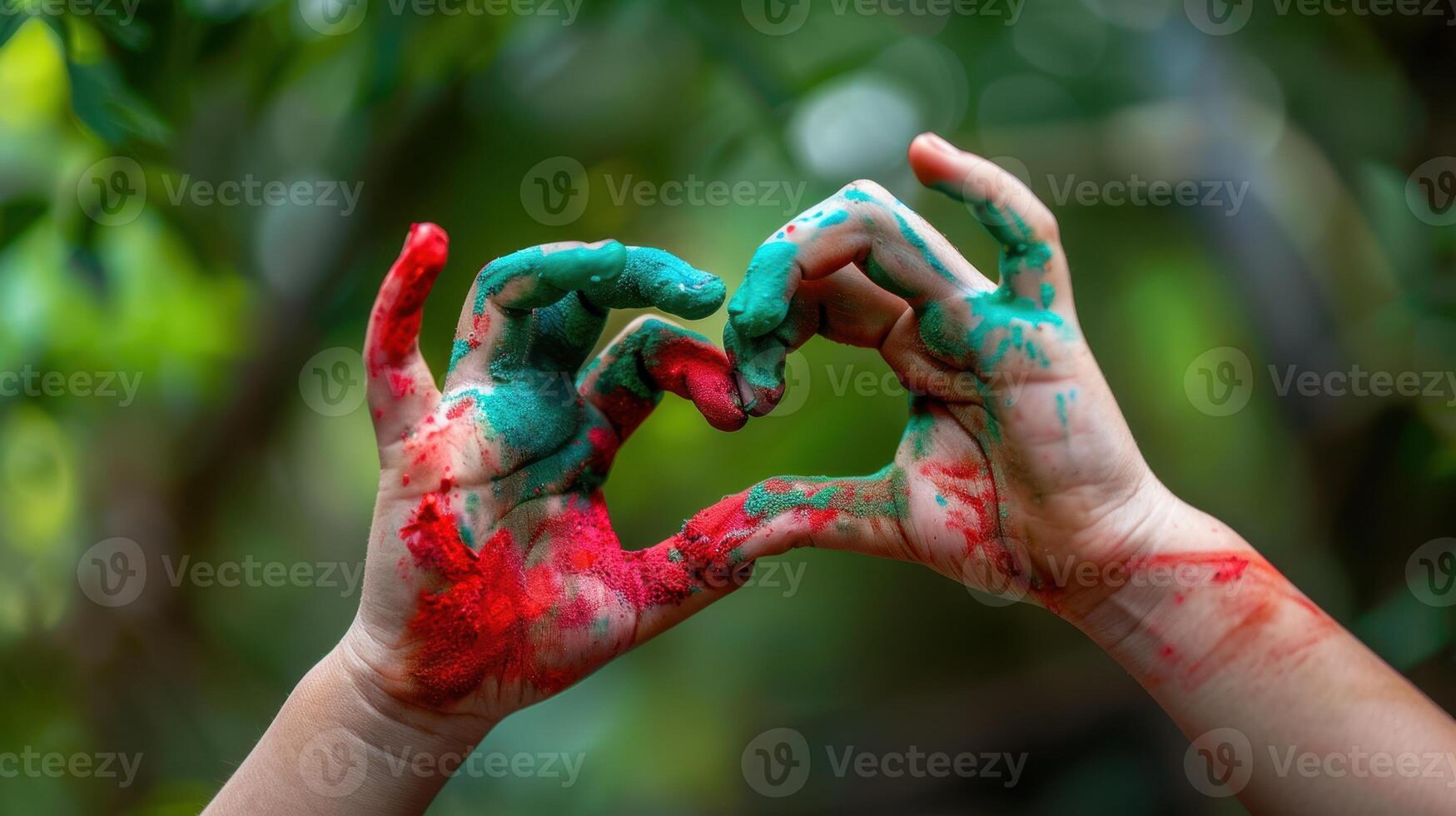 Hands Forming Painted Heart photo