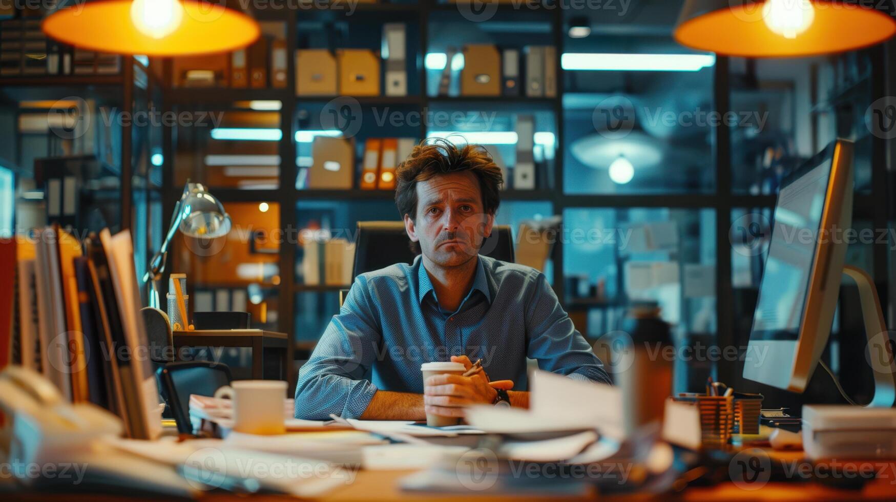 A Man at Office Desk photo