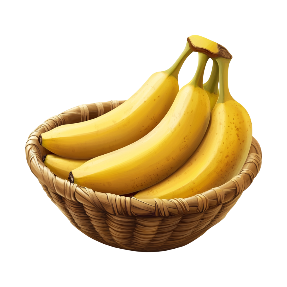 Fresh Ripe Bananas in a Rustic Basket - Perfect for Healthy Snacks and Smoothies png