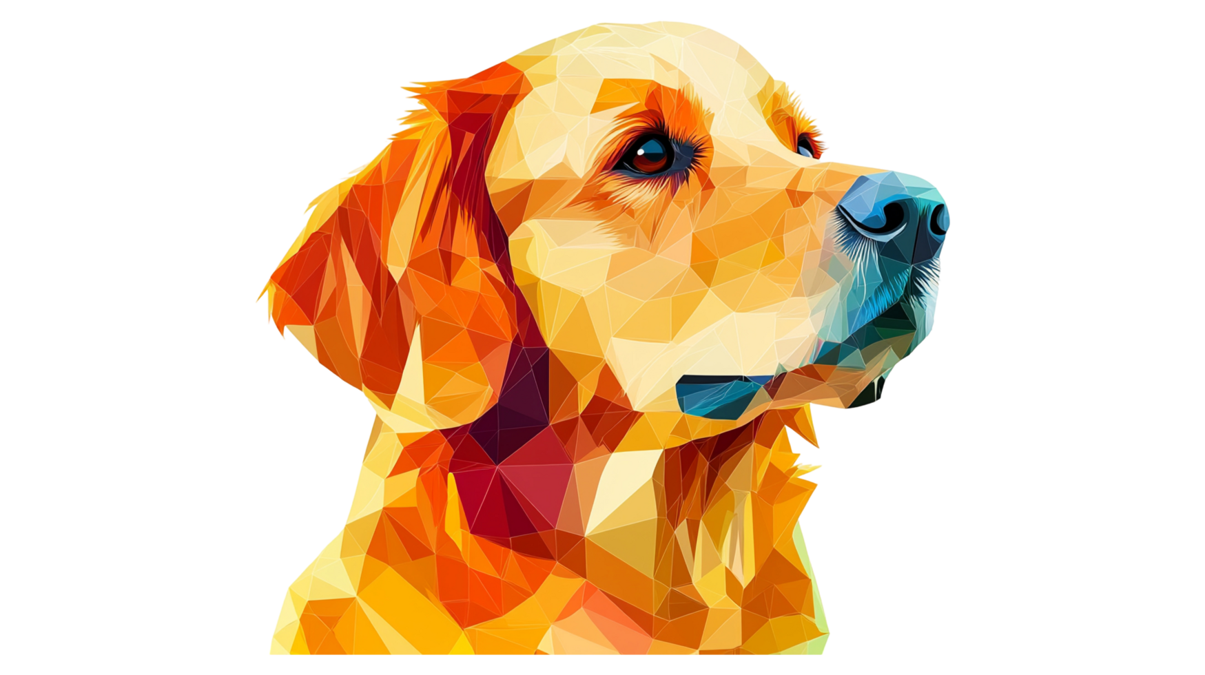 Vibrant Geometric Art of a Golden Retriever Dog png