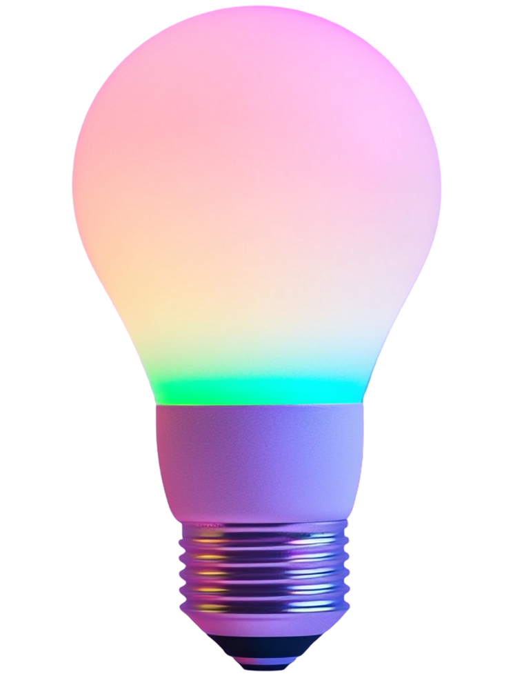 Vibrant Multicolor LED Light Bulb png