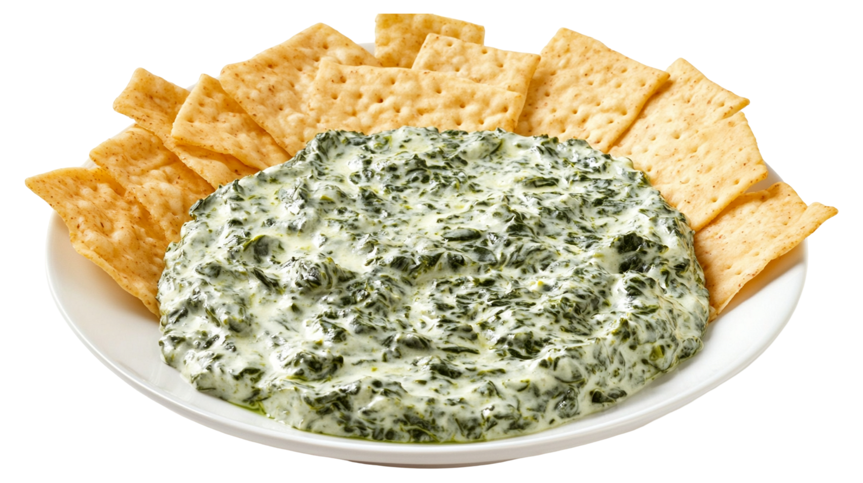 Delicious Creamy Spinach Dip with Crispy Crackers - Perfect Party Snack png