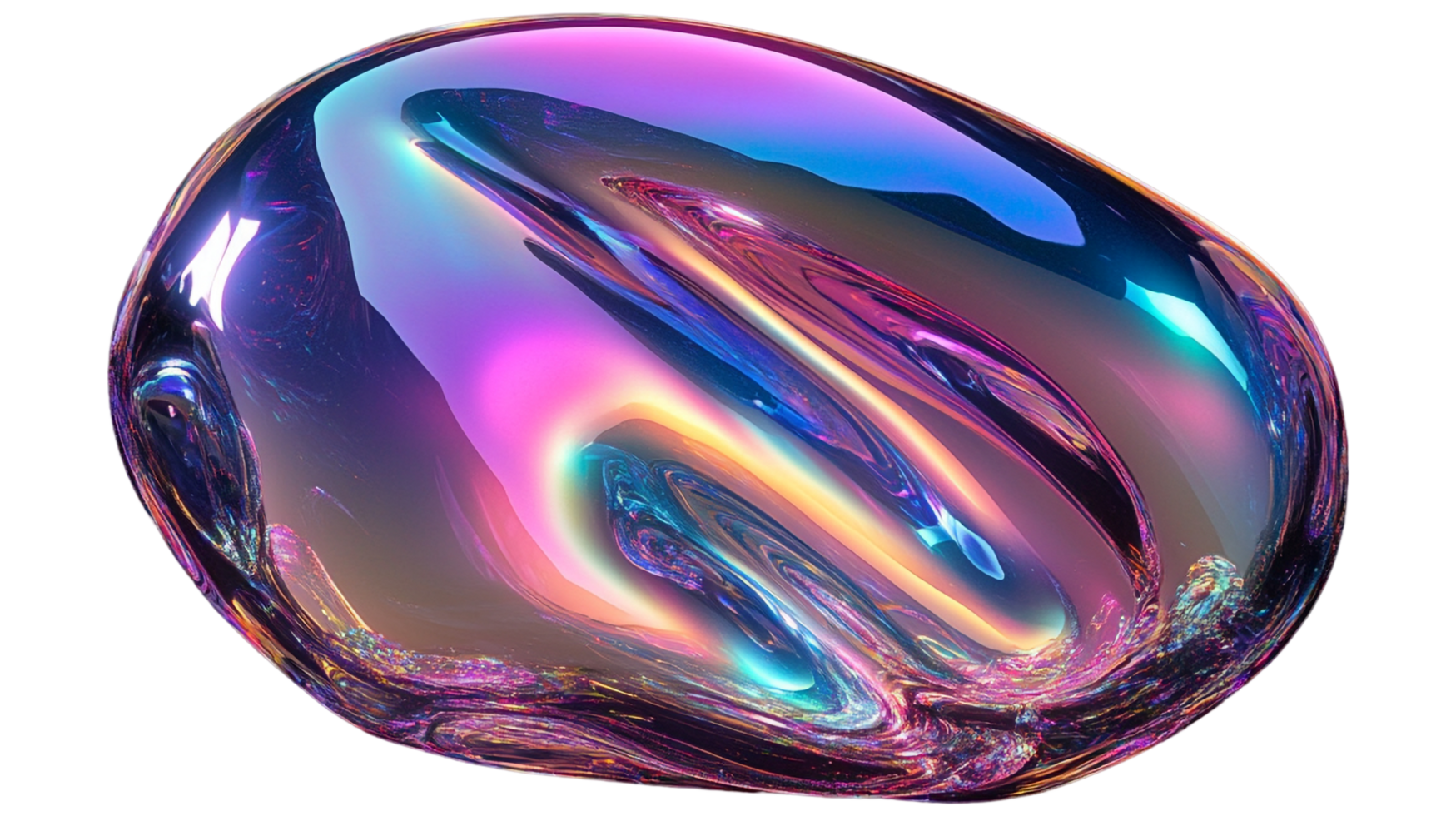 Vibrant Liquid Energy, Abstract 3D shape Render with Neon Glow png