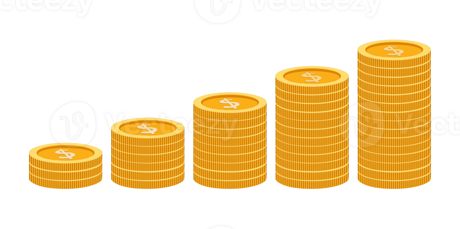 Illustrative graphic of increasing coin stacks representing financial growth png