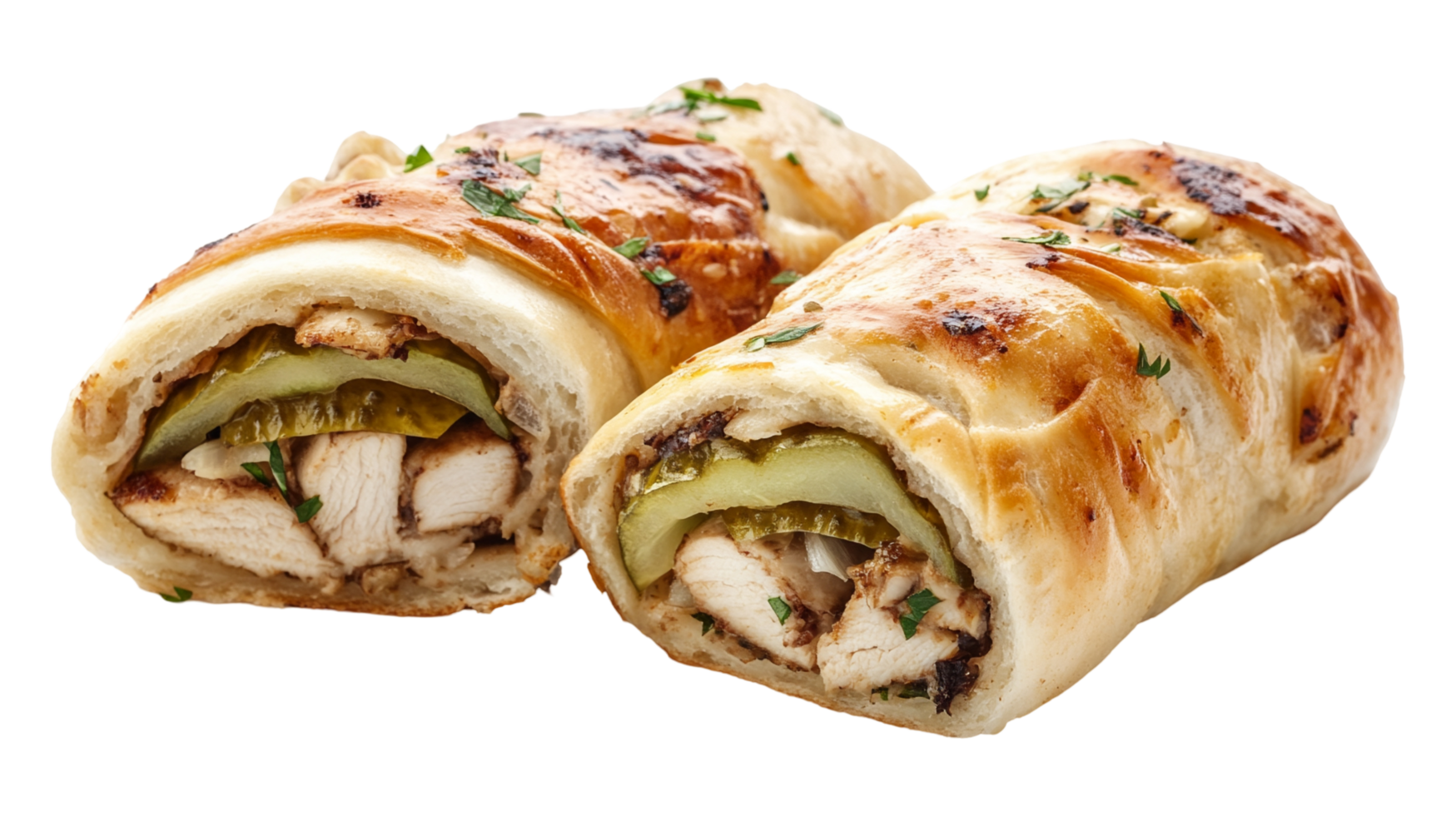 Delicious Chicken Wrap with Pickles and Fresh Herbs png
