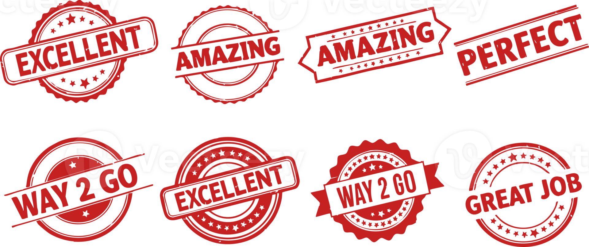 Red Stamp Collection Showing Excellent Amazing Perfect and Way to Go Messages png