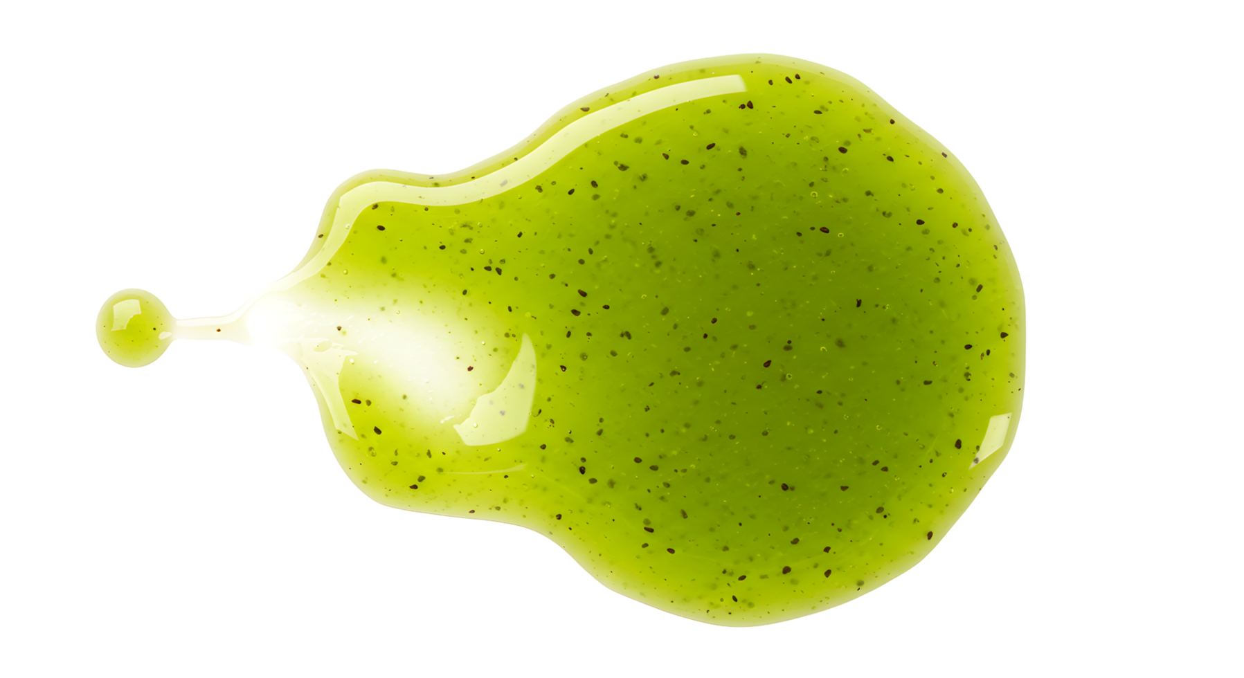 Fresh Kiwi Juice Spill on Transparent Background. Isolated white cutout png