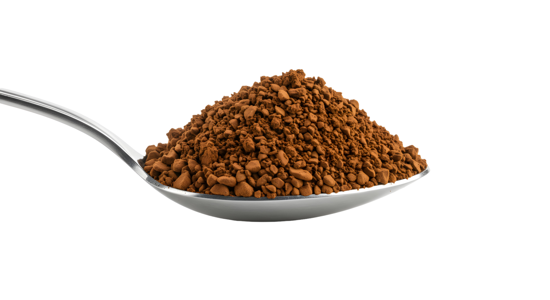 Instant Coffee Granules on Spoon with Transparent Background png