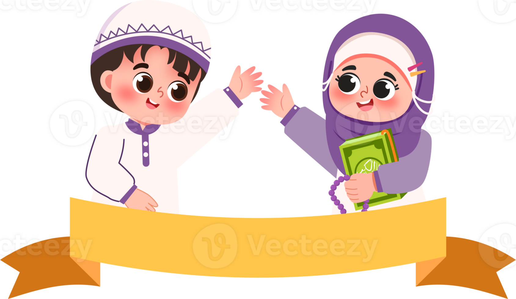 Happy Kid Greeting For Eid Mubarak and Celebrate Ramadan Illustration png