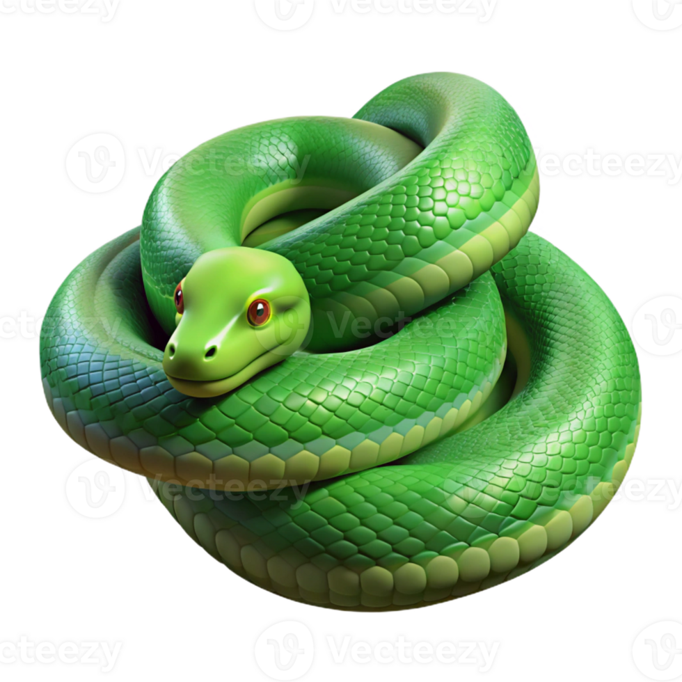 extraordinary modern A slithering green tree python, coiled high quality png