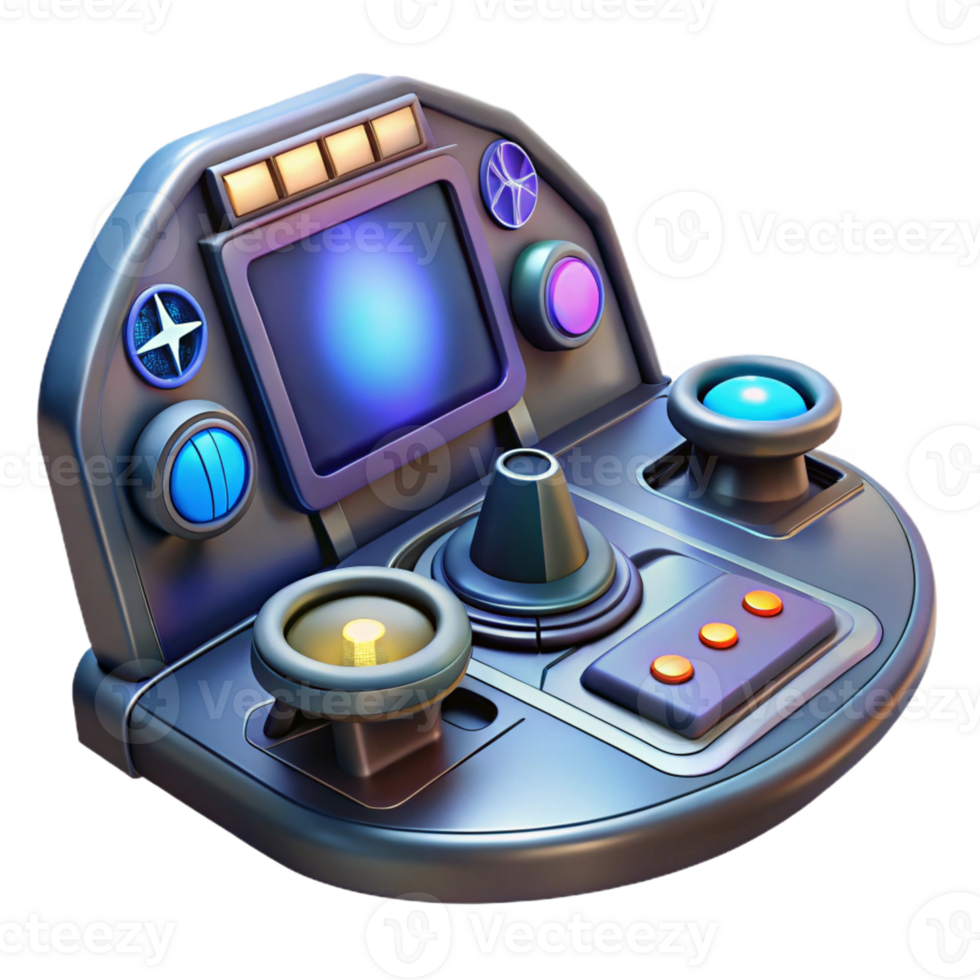 dramatic vintage Spaceship cockpit control panel, illuminated buttons, holographic display premium png