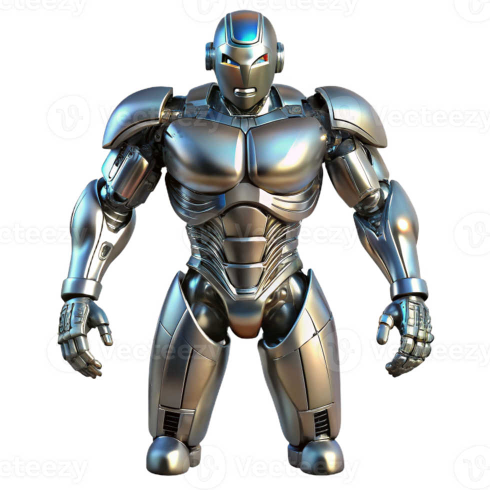 stunning vintage Advanced robotic exoskeleton, metallic, powerful premium png