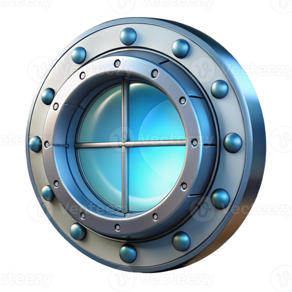 dramatic classic Spaceship window, reinforced glass, circular shape high quality png