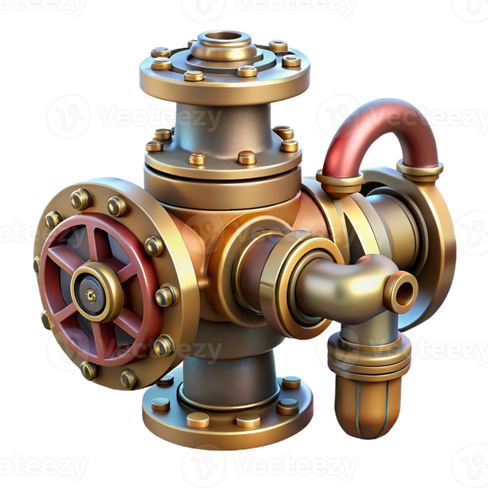 magnificent abstract Steampunk valve with a handle, pipe connections, and intricate details premium png