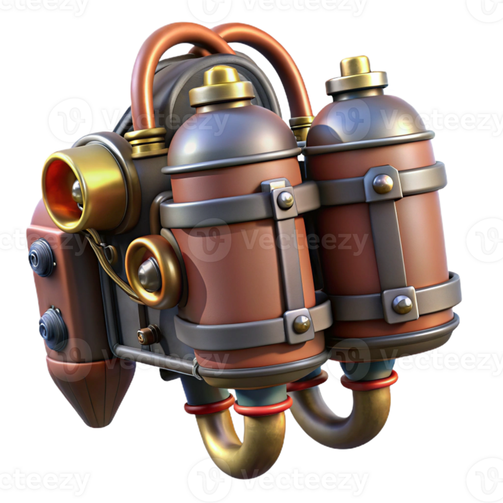 impressive vintage Steampunk jetpack with thrusters, tanks, and control levers original png