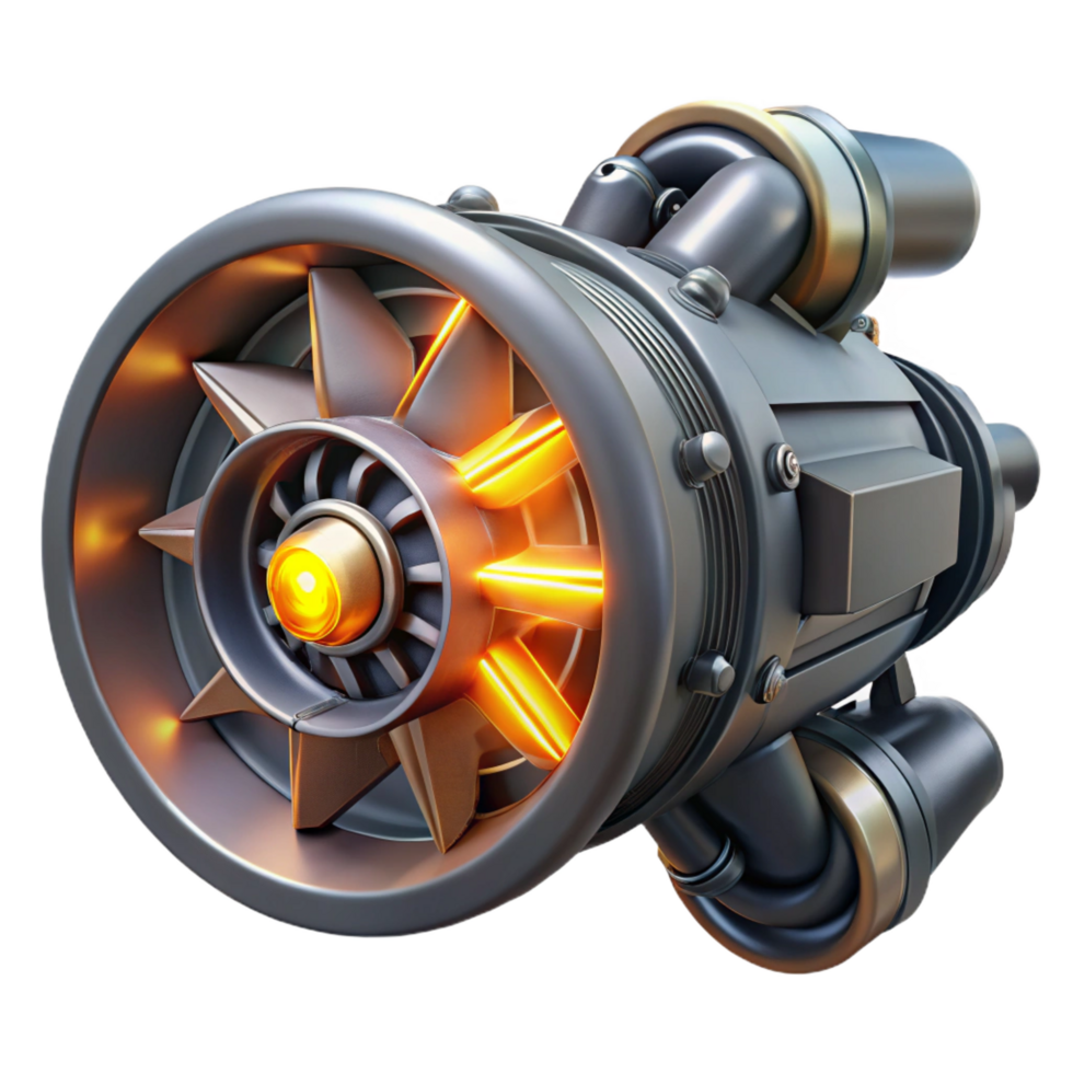 beautiful traditional Spaceship engine with glowing turbines genuine png