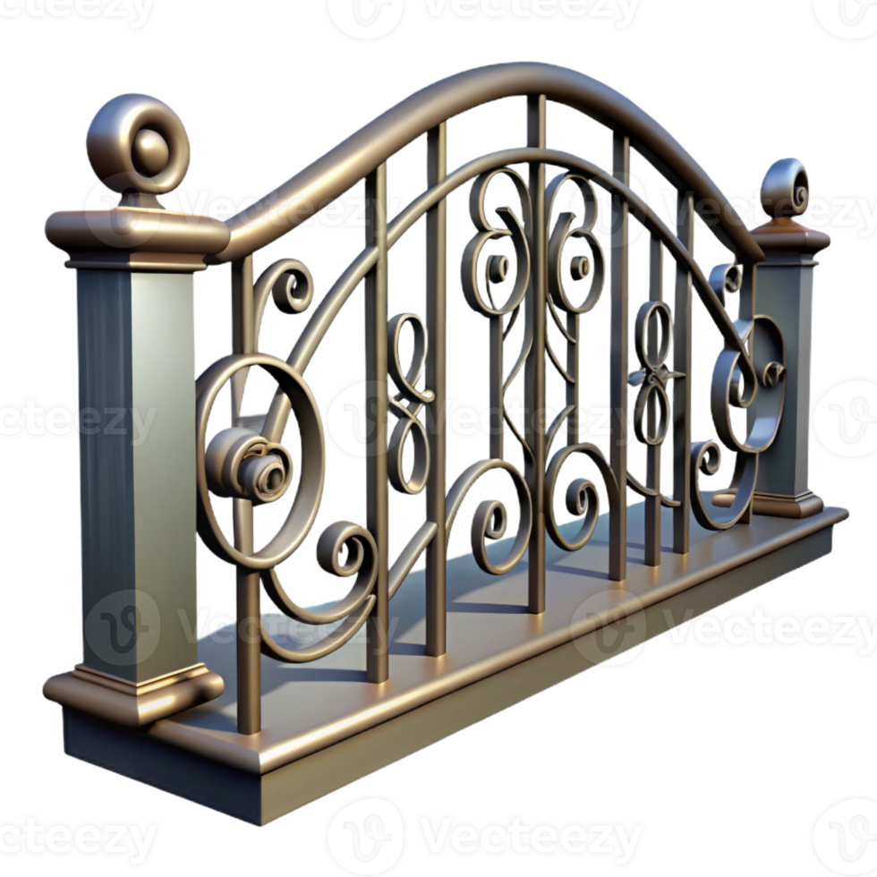 vibrant minimalist Balustrade, wrought iron, premium png