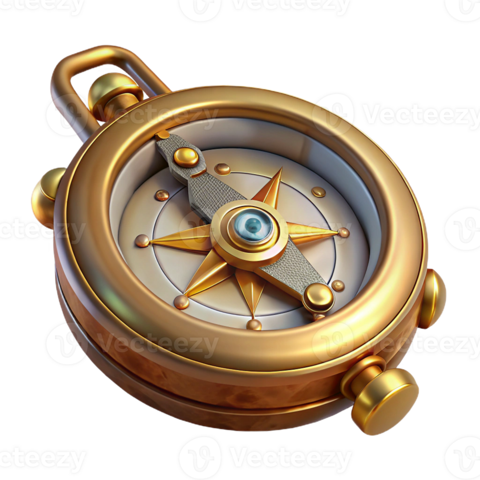 wonderful creative Steampunk compass with a rotating needle and ornate casing professional png