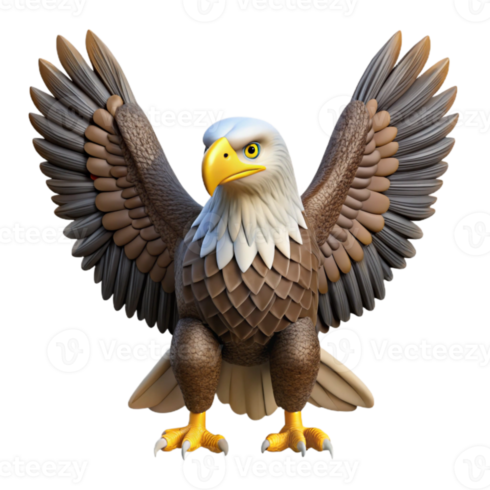 wonderful artistic A majestic bald eagle with wings spread, authentic png