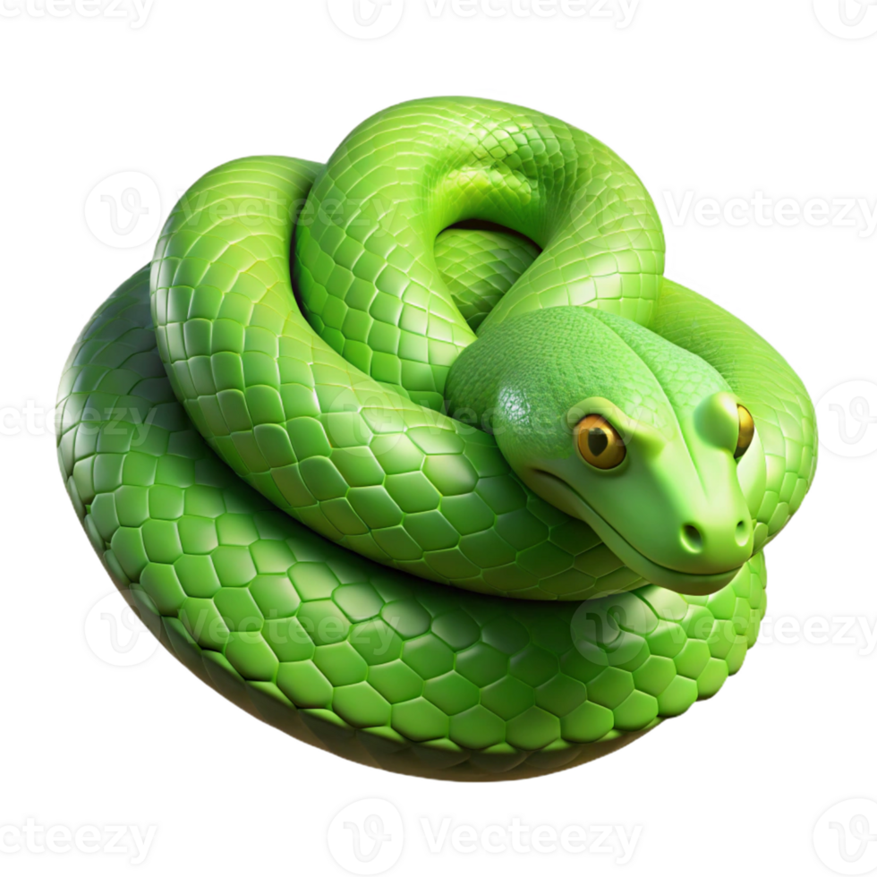 elegant creative A slithering green tree python, coiled 4K png