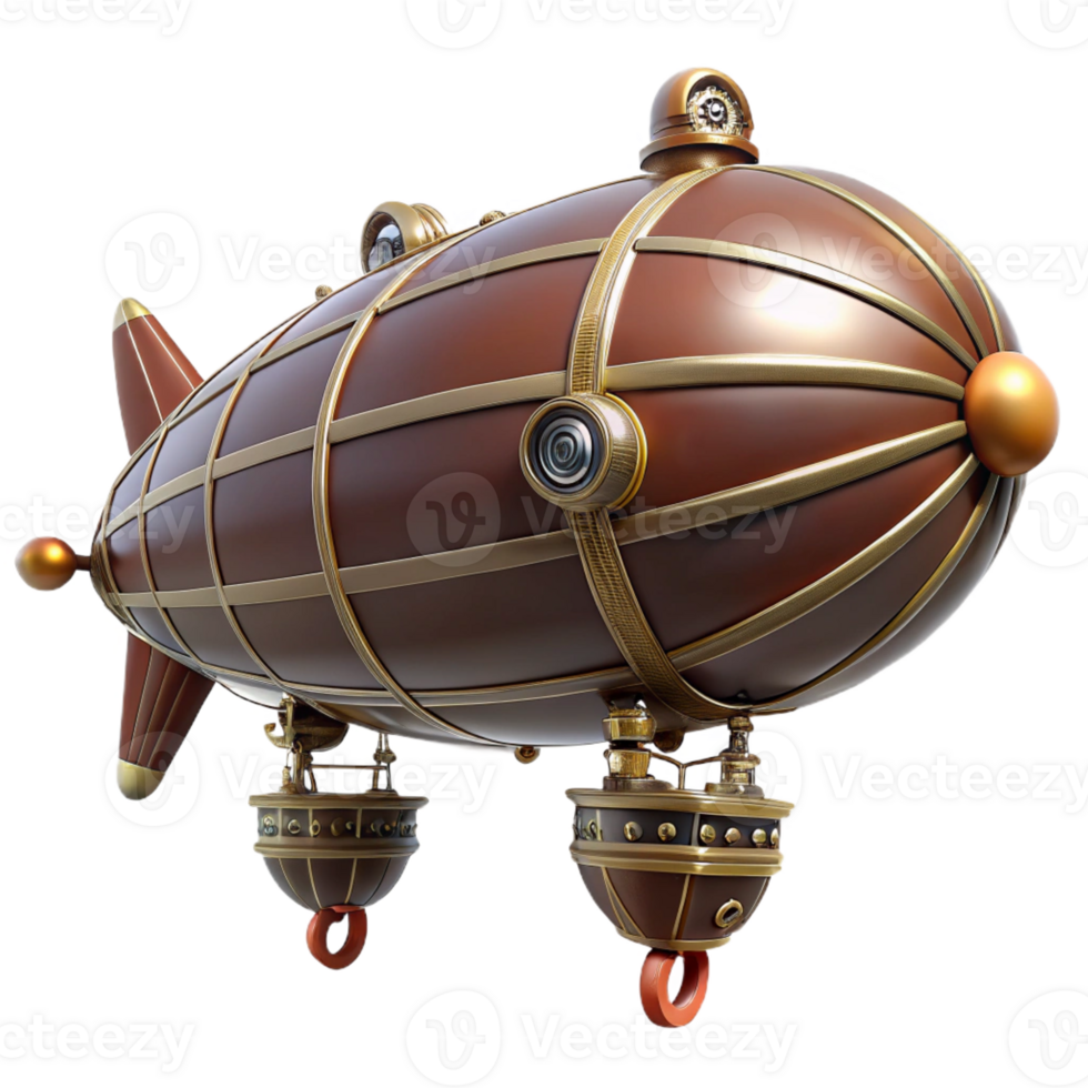 stunning contemporary Steampunk zeppelin miniature with intricate details and propellers high resolution png