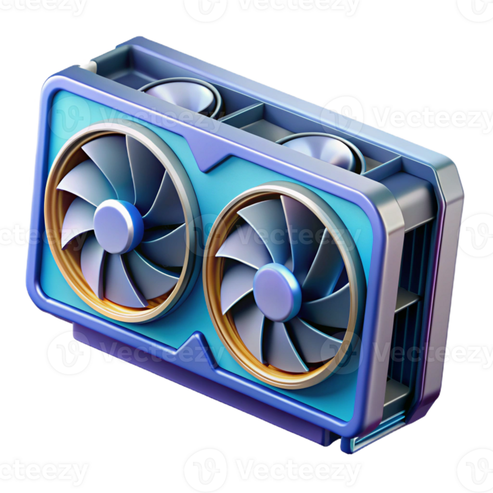 dramatic minimalist Graphics card with multiple fans exclusive png
