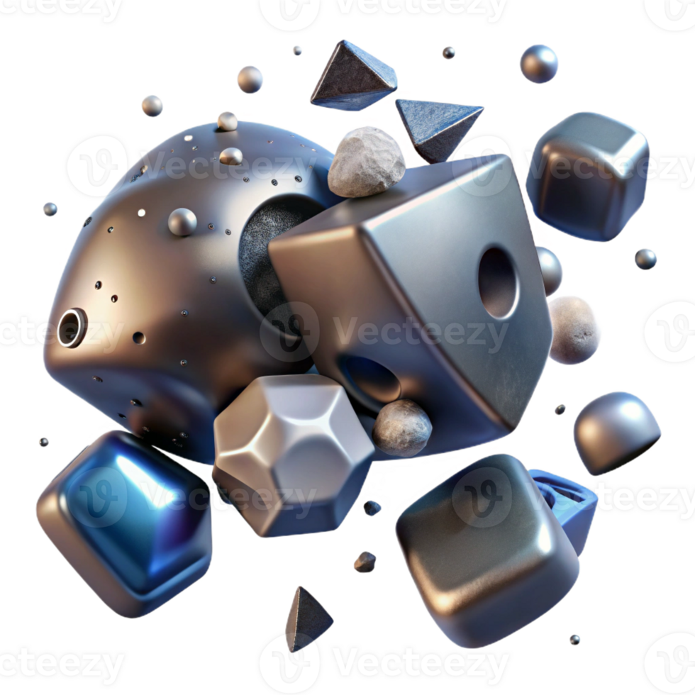 stunning abstract Space Debris, fragments of metal and plastic authentic png