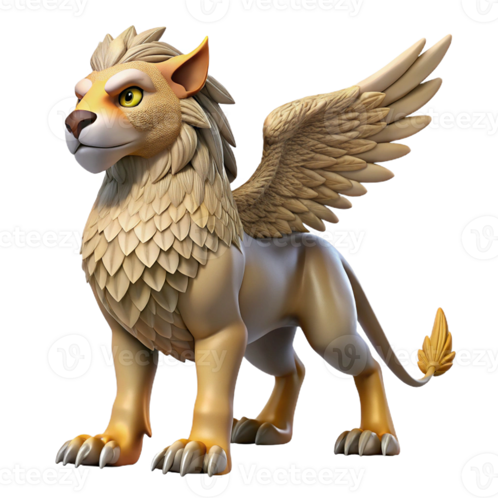 extraordinary artistic Griffin, eagle-lion hybrid creature, detailed png
