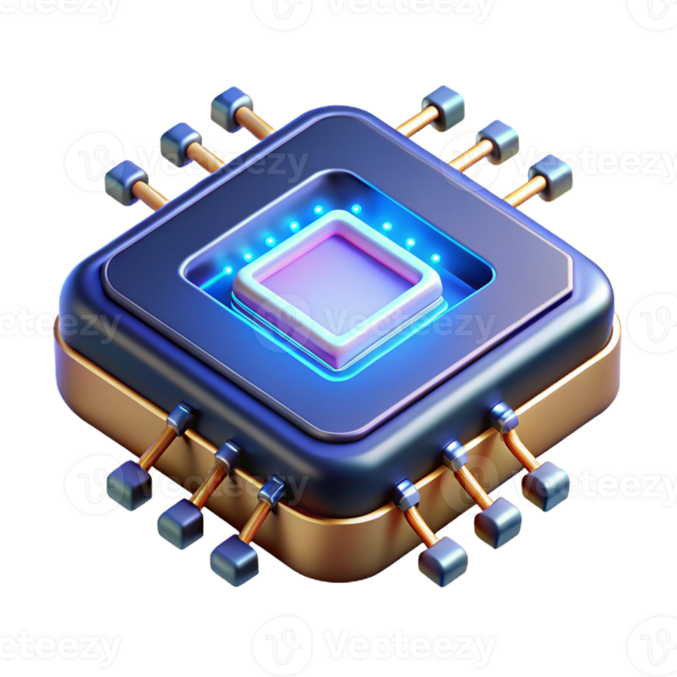 magnificent minimalist Cyberpunk-inspired data chip with glowing circuitry original png