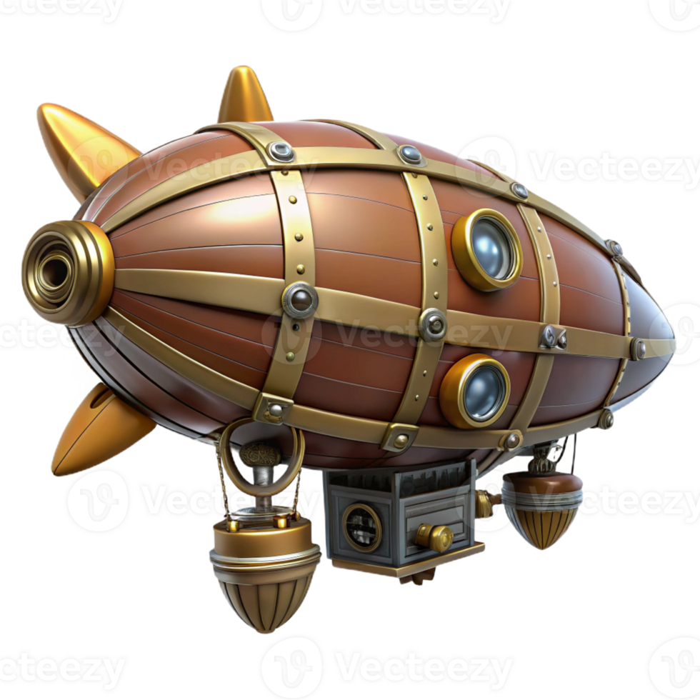 magnificent vintage A steampunk zeppelin miniature with intricate details and propellers high resolution png
