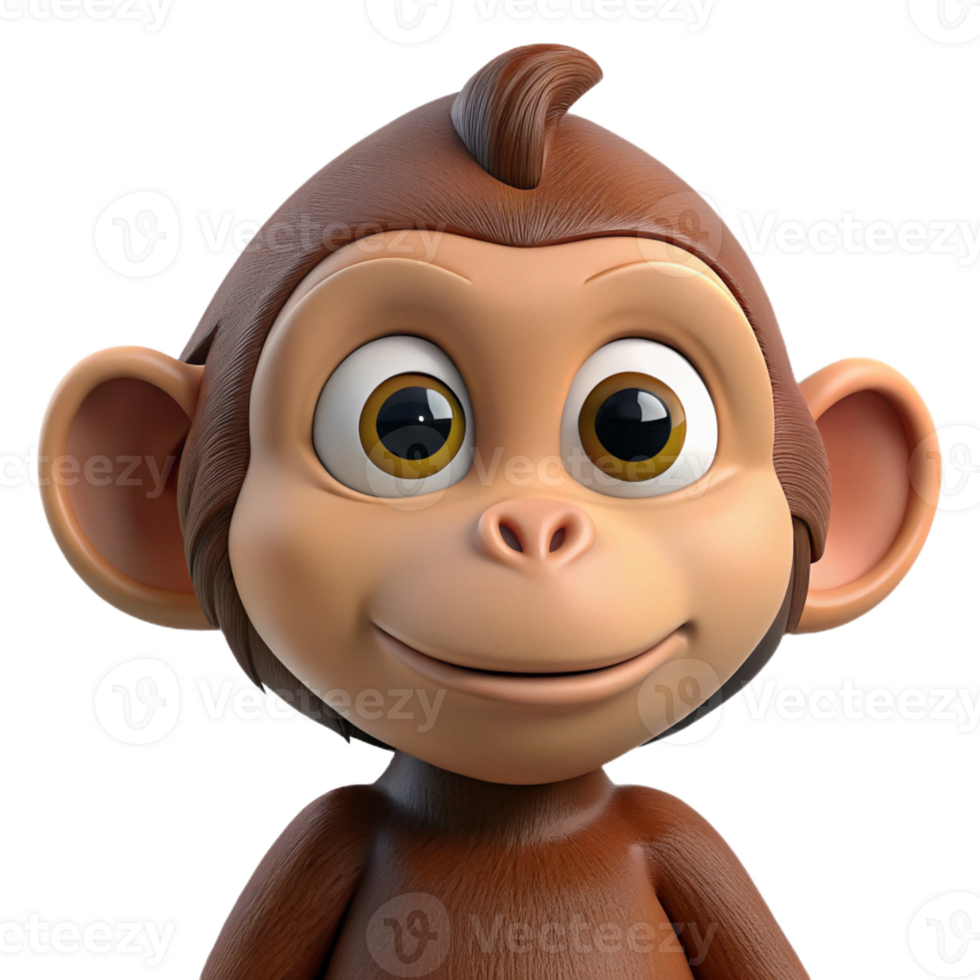beautiful contemporary Curious monkey, brown fur, inquisitive expression, authentic png