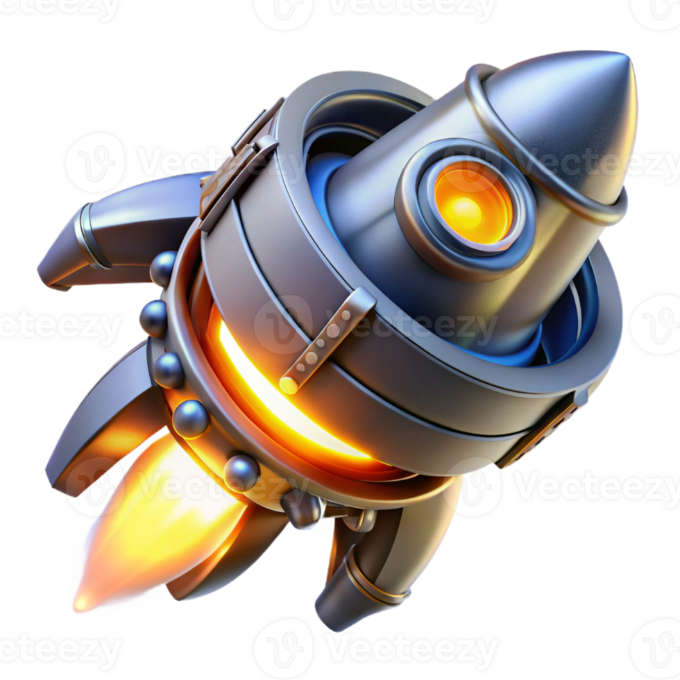 serene vintage Spaceship engine, powerful, glowing core original png