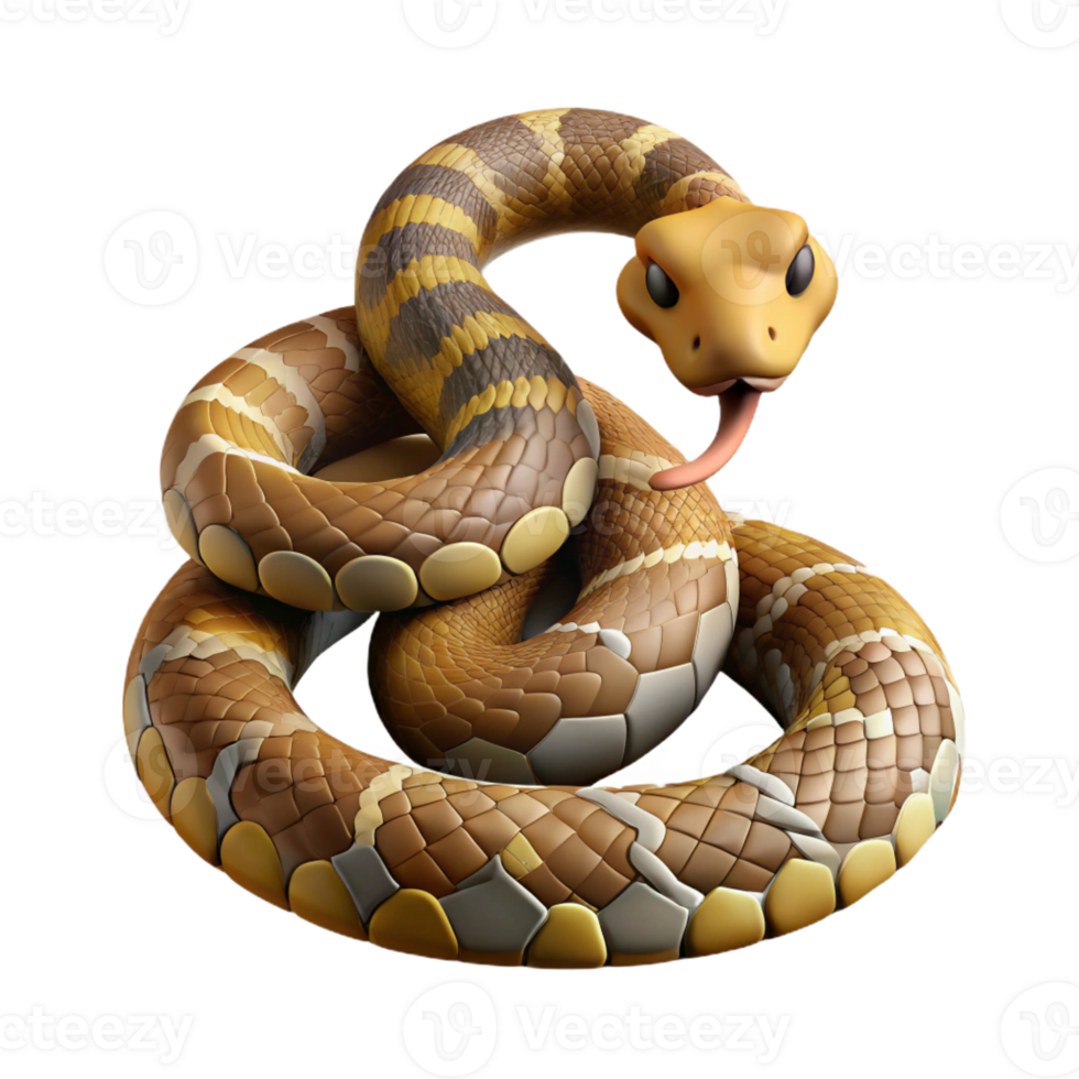elegant vintage A rattlesnake, coiled and rattling original png