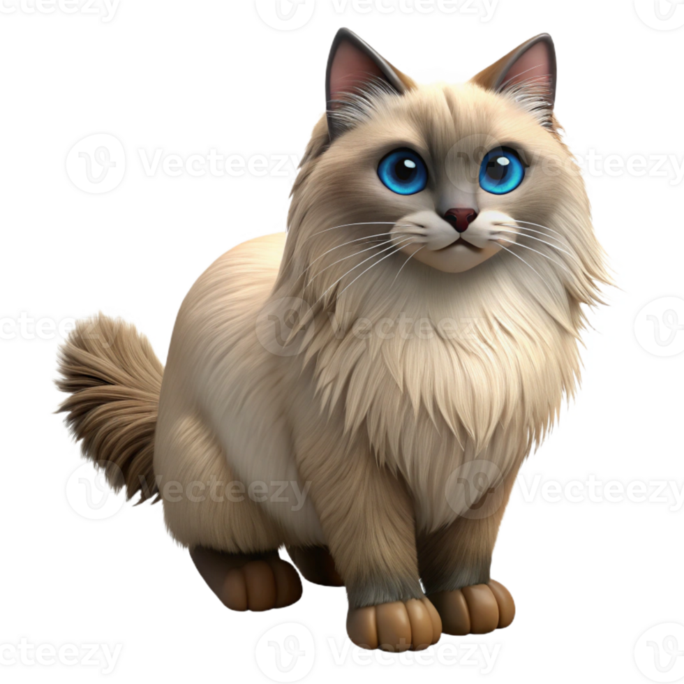 elegant classic A Himalayan cat with long fur, genuine png