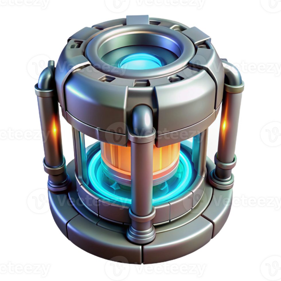 wonderful artistic Artificial gravity generator, metallic, glowing core 4K png