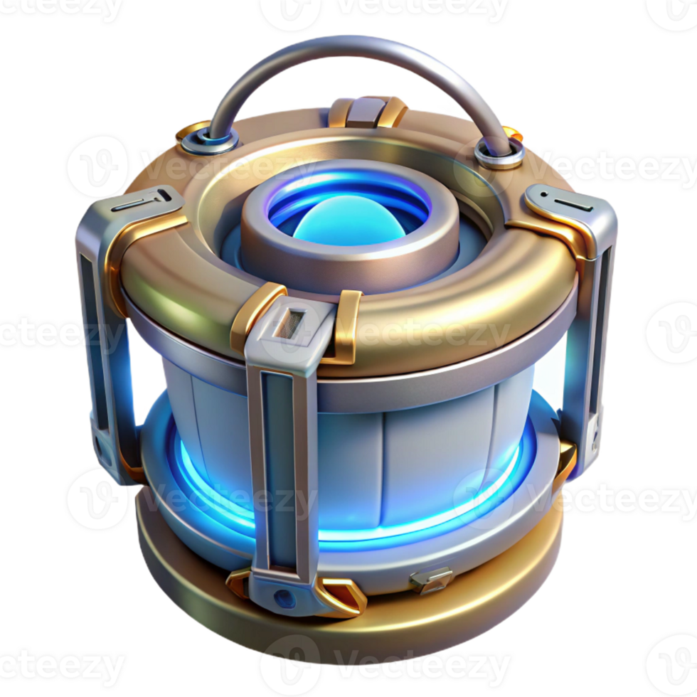 extraordinary contemporary Artificial gravity generator, metallic, glowing core 4K png