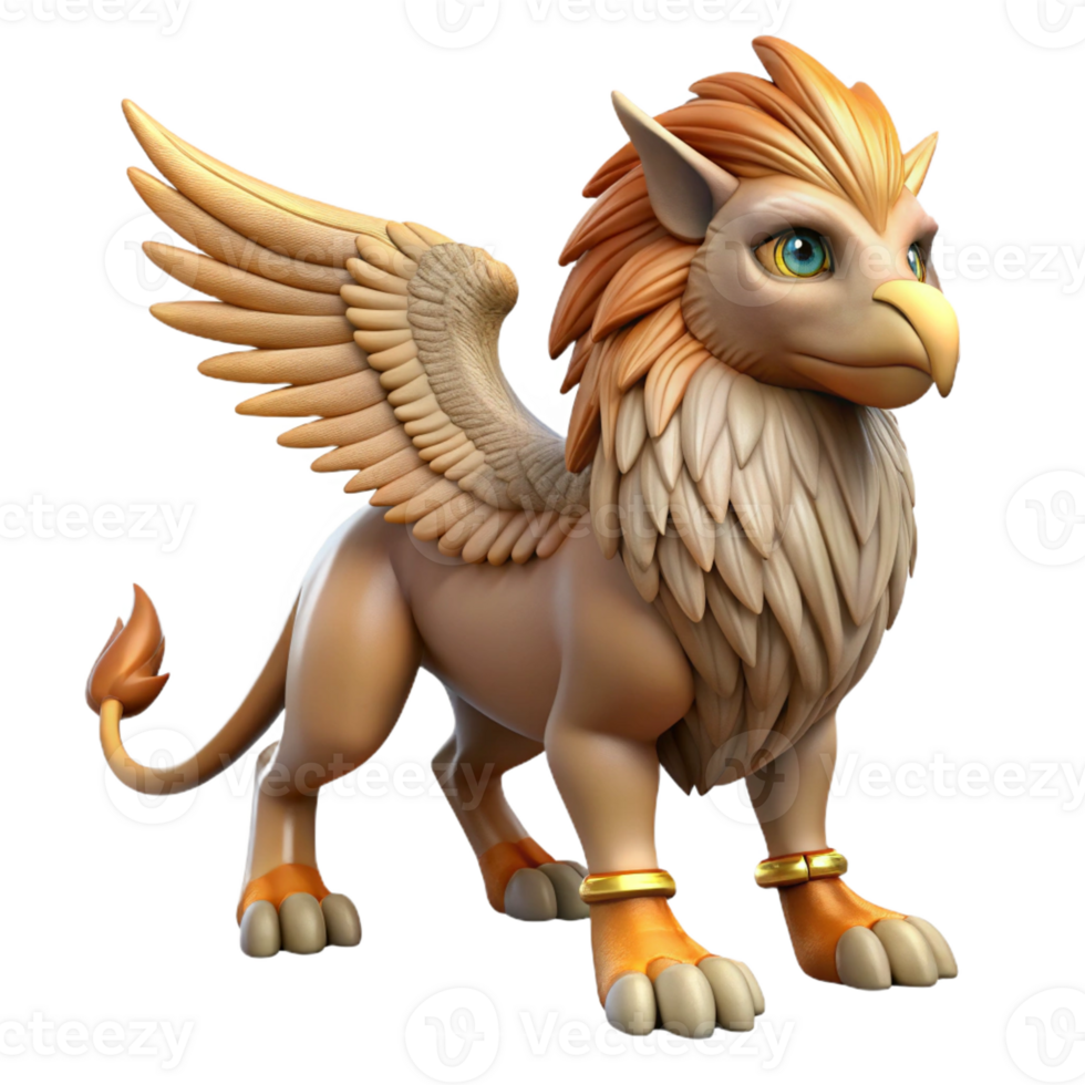 vibrant rustic Griffin, mythical creature, eagle and lion hybrid, premium png