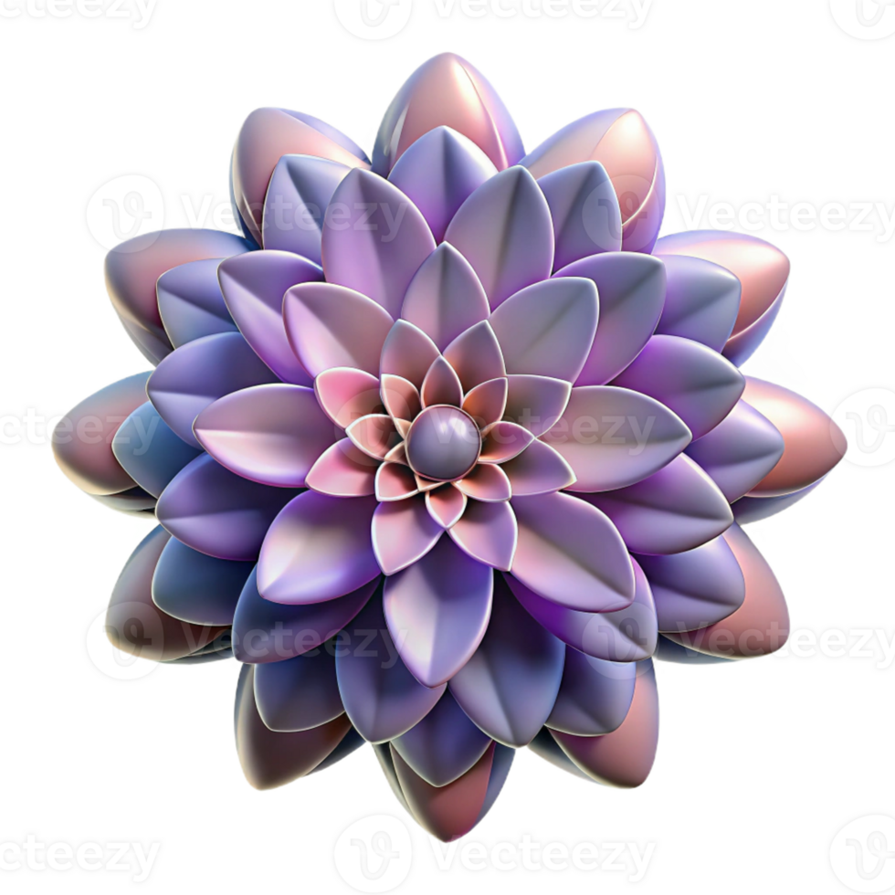 vibrant classic A single, blooming flower made of fractal patterns detailed png
